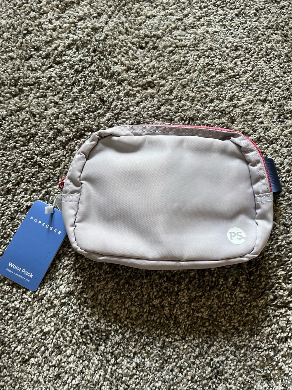POPSUGAR Soft Lilac Waist Pack with Pink Zipper
